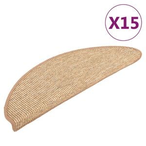 vidaXL Stair Mats 15 pcs 56x17x3 cm Light Brown Half Round