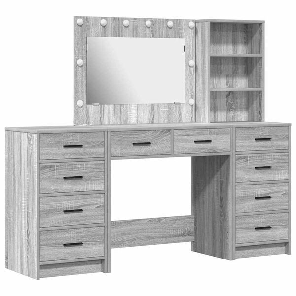vidaXL Dressing Table with Drawer 3 pcs Grey Sonoma Engineered Wood