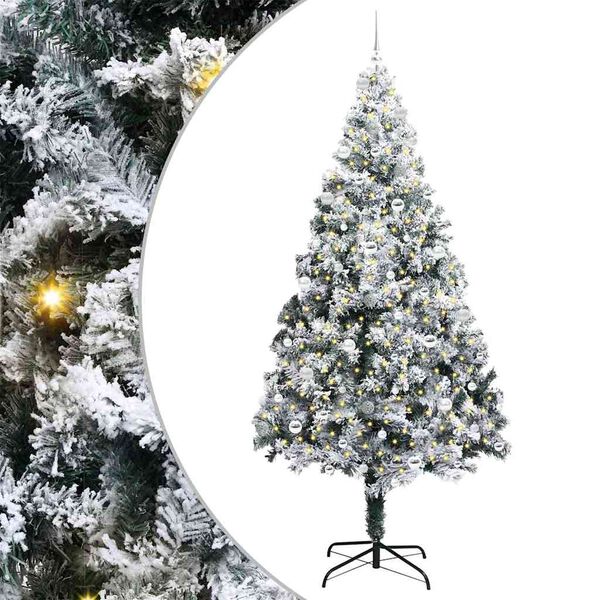 vidaXL Artificial Christmas Tree with 300 LEDs with Stand White 240 cm