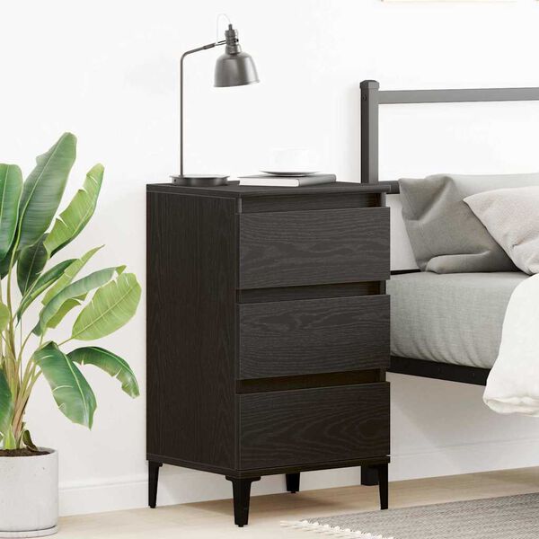 vidaXL Bedside Cabinet Black Oak 45 x 35 x 44 cm Engineered Wood