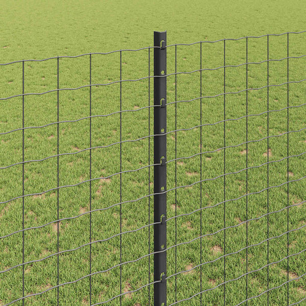 vidaXL Fence with Post Grey 1.4 x 10 m Steel and PVC