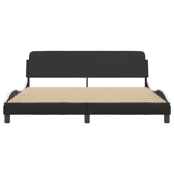 vidaXL Bed Frame "Dover" Black and White 180x200 cm Super King Faux Leather