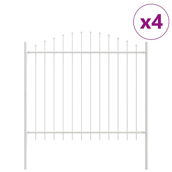 vidaXL Garden Fence 4 pcs White 170 x 165 cm Powder-Coated Steel