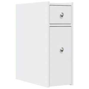 vidaXL Narrow Bathroom Cupboard with Wheels White Engineered Wood