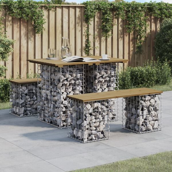vidaXL Garden Table Gabion Design 100x70x72 cm Impregnated Wood Pine