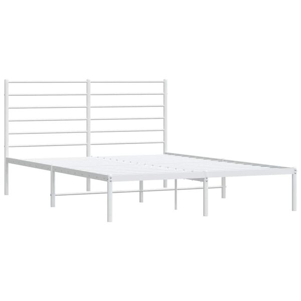 vidaXL Metal Bed Frame without Mattress with Headboard White 150x200cm