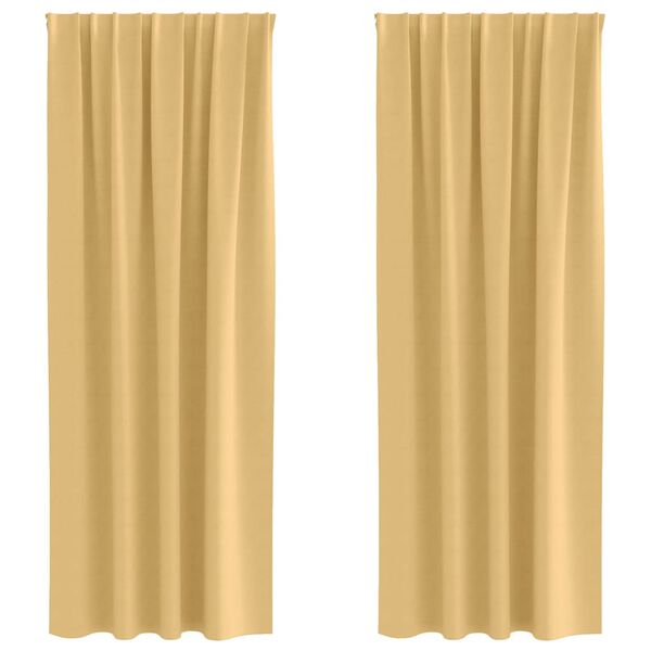 vidaXL Blackout Curtains with Rings 2 pcs Beige 225 x 140 cm Polyester