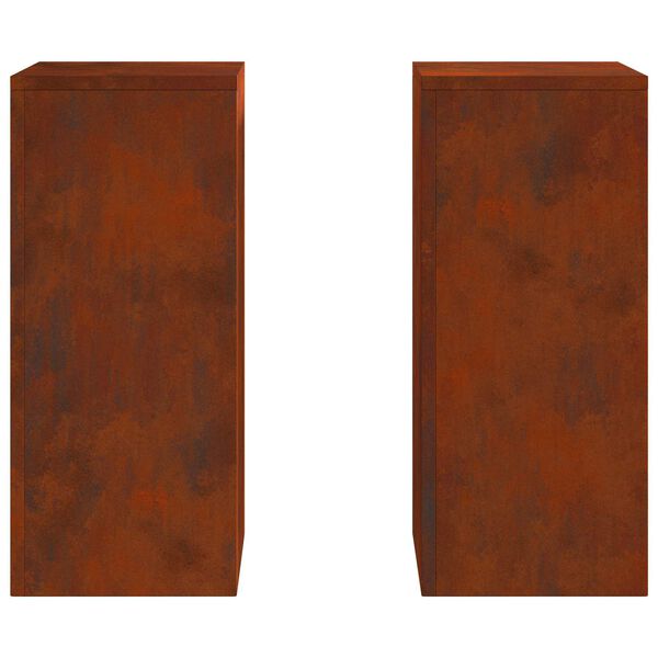 vidaXL Plant Stand 2 pcs Rusty 24 x 24 x 55 cm Weathering Steel
