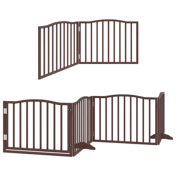 vidaXL Dog Gate with Door Foldable 12 Panels Brown 960 cm Poplar Wood