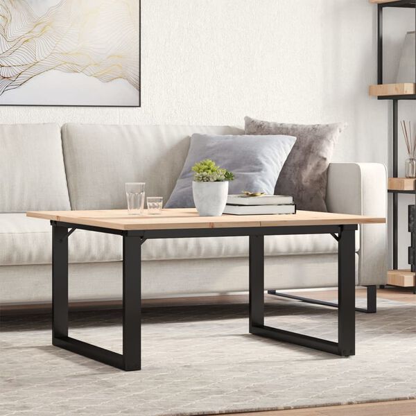 vidaXL Coffee Table O-Frame 80x80x45 cm Solid Wood Pine and Steel