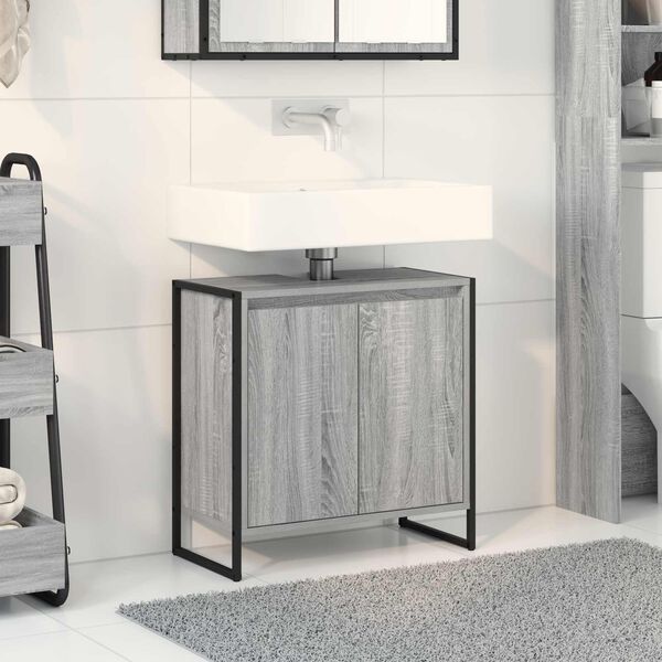 vidaXL Bathroom Cabinet Grey Sonoma 60 x 30 x 60 cm Engineered Wood