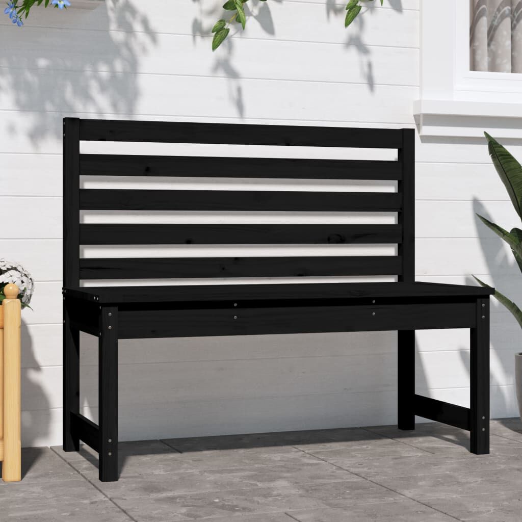 vidaXL Garden Bench Black 109 cm Solid Wood Pine
