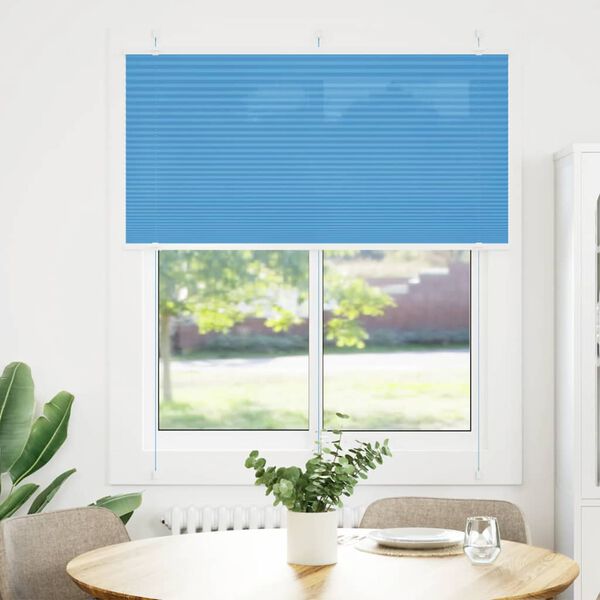 vidaXL Pleated Blind Blue 120x150 cm Fabric Width 119.4 cm Polyester