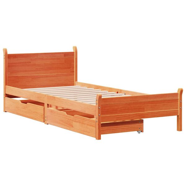 vidaXL Bed Frame without Mattress Wax Brown 100x200 cm Solid Wood Pine