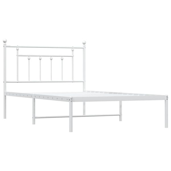 vidaXL Metal Bed Frame without Mattress with Headboard White 107x203cm