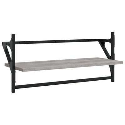 vidaXL 6 Piece Wall Shelf Set with Bars Grey Sonoma Engineered Wood