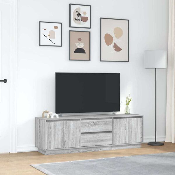 vidaXL TV Cabinet with LED Lights Grey Sonoma 160.5x41x50 cm