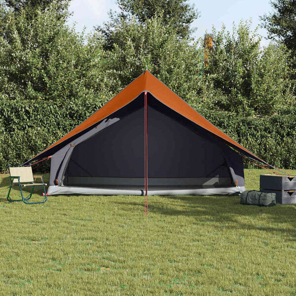 vidaXL Family Tent with Roof Grey and Orange 315 x 286 x 200 cm