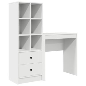 vidaXL Desk with Drawer with Shelf with Storage 2 pcs White
