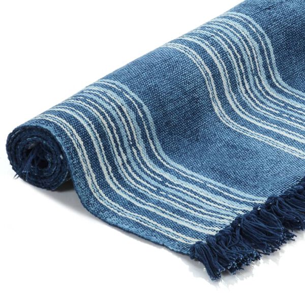 vidaXL Kilim Rug Cotton 160x230 cm with Pattern Blue