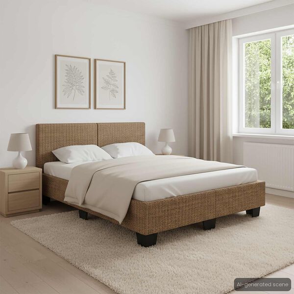 vidaXL Bed Frame without Mattress Natural Rattan 140x200 cm