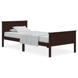 vidaXL Bed Frame without Mattress Dark Brown Solid Wood Pine 100x200 cm
