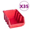 vidaXL 141 Piece Storage Bin Kit with Wall Panels Red and Black