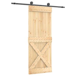 vidaXL Sliding Door Natural and Black 80 x 210 cm Solid Pine Wood