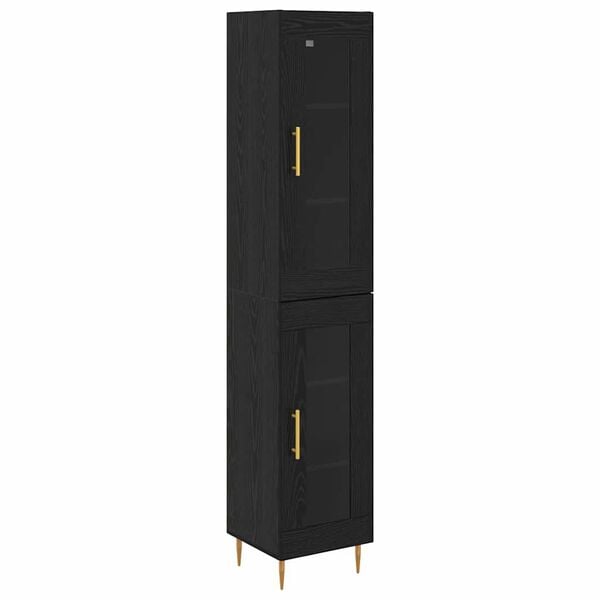 vidaXL Highboard 2 pcs Black Oak Glass