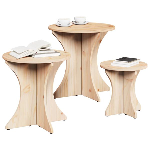 vidaXL Coffee Table 3 pcs Natural