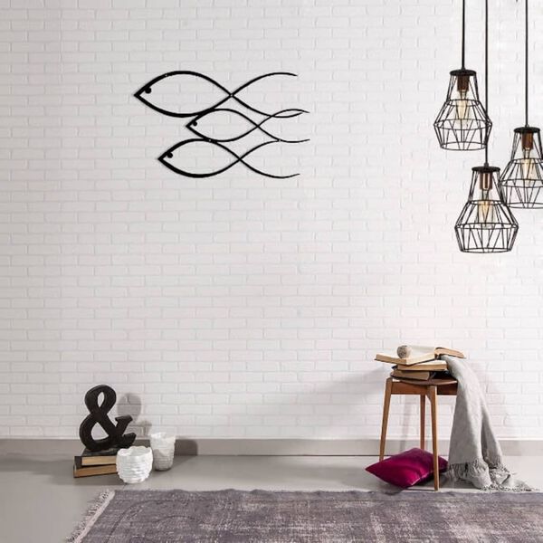 Homemania Wall Decoration Fish 50x30 cm Steel Black