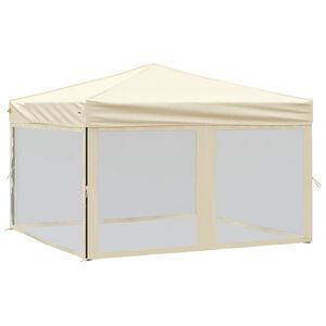 vidaXL Folding Party Tent with Sidewalls Cream 3x3 m
