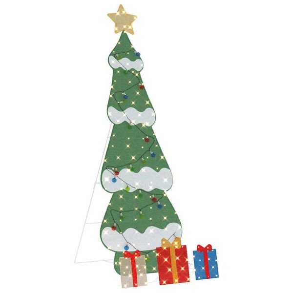 vidaXL Lighted Christmas Tree with 3 Gift Boxes 2D Warm White 210 cm
