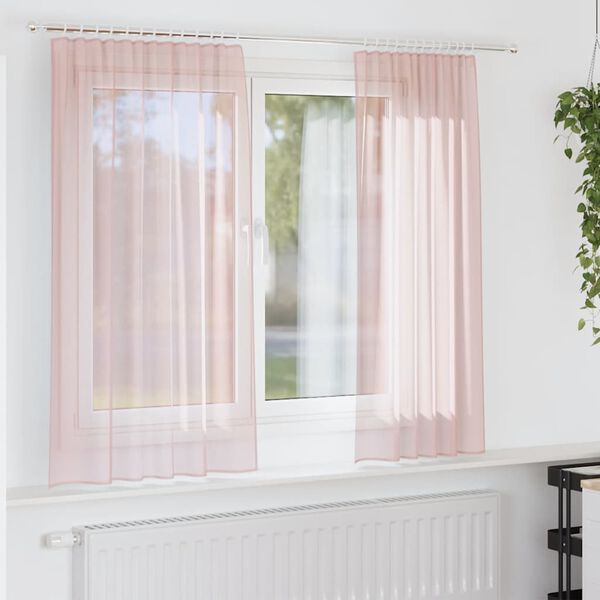 vidaXL Voile Curtains with Rod Pockets 2 pcs Light Pink