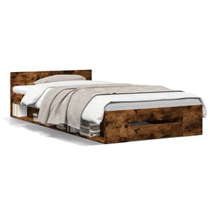 vidaXL Bed Frame with Drawer without Mattress Smoked Oak 90x190 cm Single