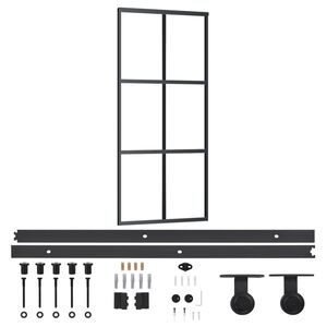 vidaXL Sliding Door with Hardware Set ESG Glass&Aluminium 90x205 cm