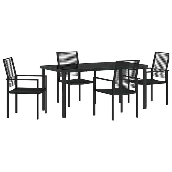 vidaXL Garden Dining Set 5 pcs Black Powder-Coated Steel