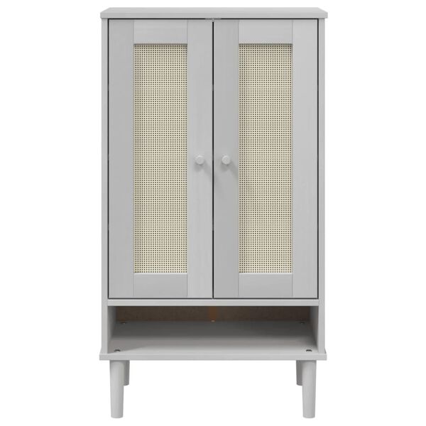 vidaXL Shoe Cabinet SENJA Rattan Look White 59.5x35x107 cm Solid Wood