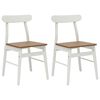 vidaXL Dining Chair 2 pcs White and Natural Solid Wood