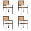 vidaXL Garden Stacking Chairs 4 pcs Brown and Black