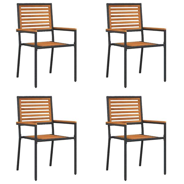 vidaXL Garden Stacking Chairs 4 pcs Brown and Black