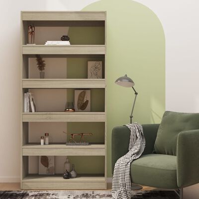 vidaXL Book Cabinet/Room Divider Sonoma Oak 80x30x166 cm Engineered Wood