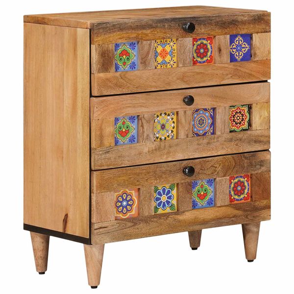 vidaXL Bedside Cabinet Natural 50 x 33 x 62 cm Solid Mango Wood