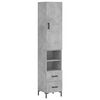 vidaXL Highboard Concrete Grey 34,5x34x180 cm Engineered Wood