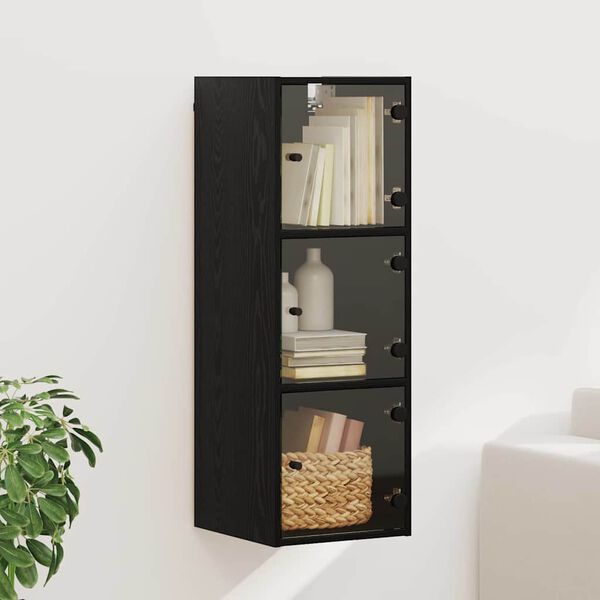 vidaXL Wall Cabinet Black Oak 35 x 37 x 102 cm Engineered Wood