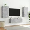 vidaXL 3 Piece TV Wall Cabinets with LED Lights Concrete Grey