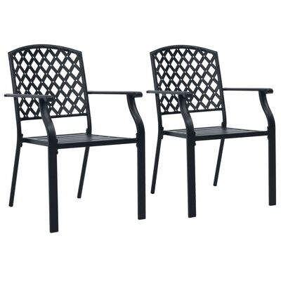 vidaXL Stackable Outdoor Chairs 2 pcs Steel Black