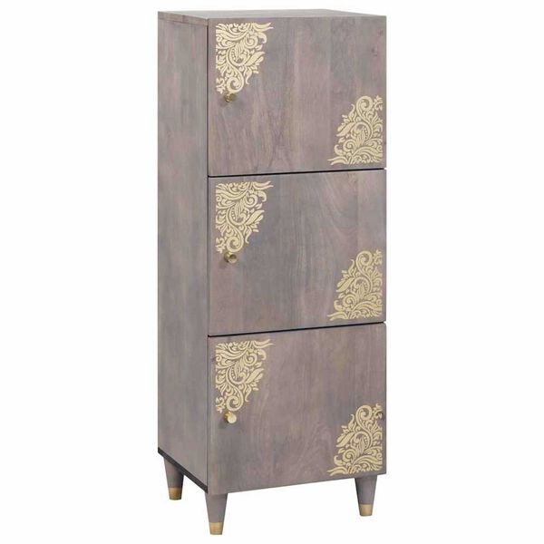 vidaXL Highboard Grey and Gold 40 x 33 x 110 cm Solid Mango Wood
