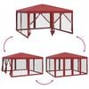vidaXL Party Tent with 8 Mesh Sidewalls Red 4x4 m HDPE