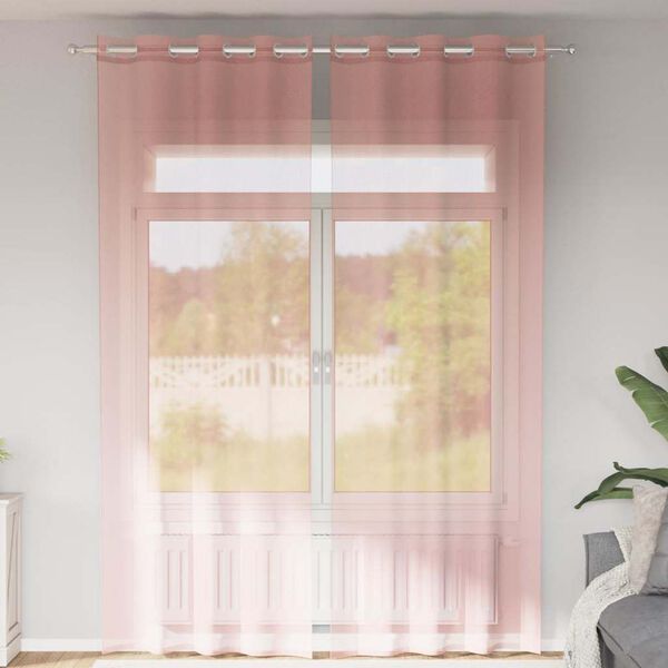 vidaXL Voile Curtains with Grommets 2 pcs Pink 140x260 cm
